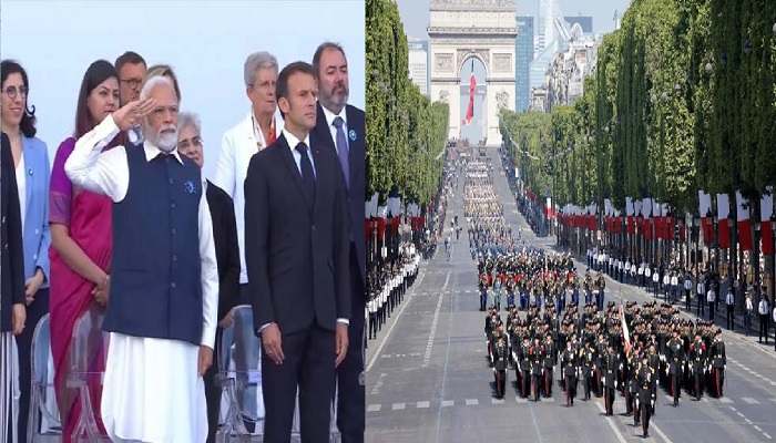 PM Narendra Modi salutes National Bastille Day Parade of France