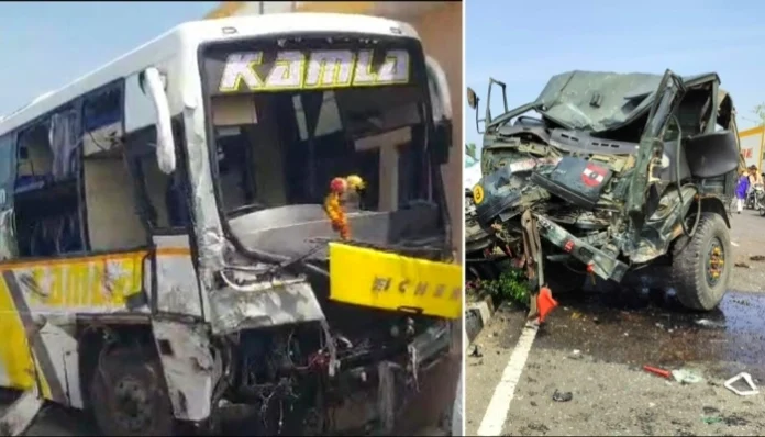 jaipur-delhi-national-highway-road-accident-bus-trolley-collision-2024